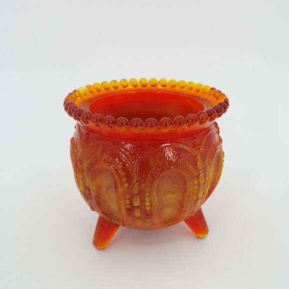 Vintage Degenhart Bloody Mary Orange Slag Glass Gypsy Pot Toothpick Holder RARE - Picture 2 of 9